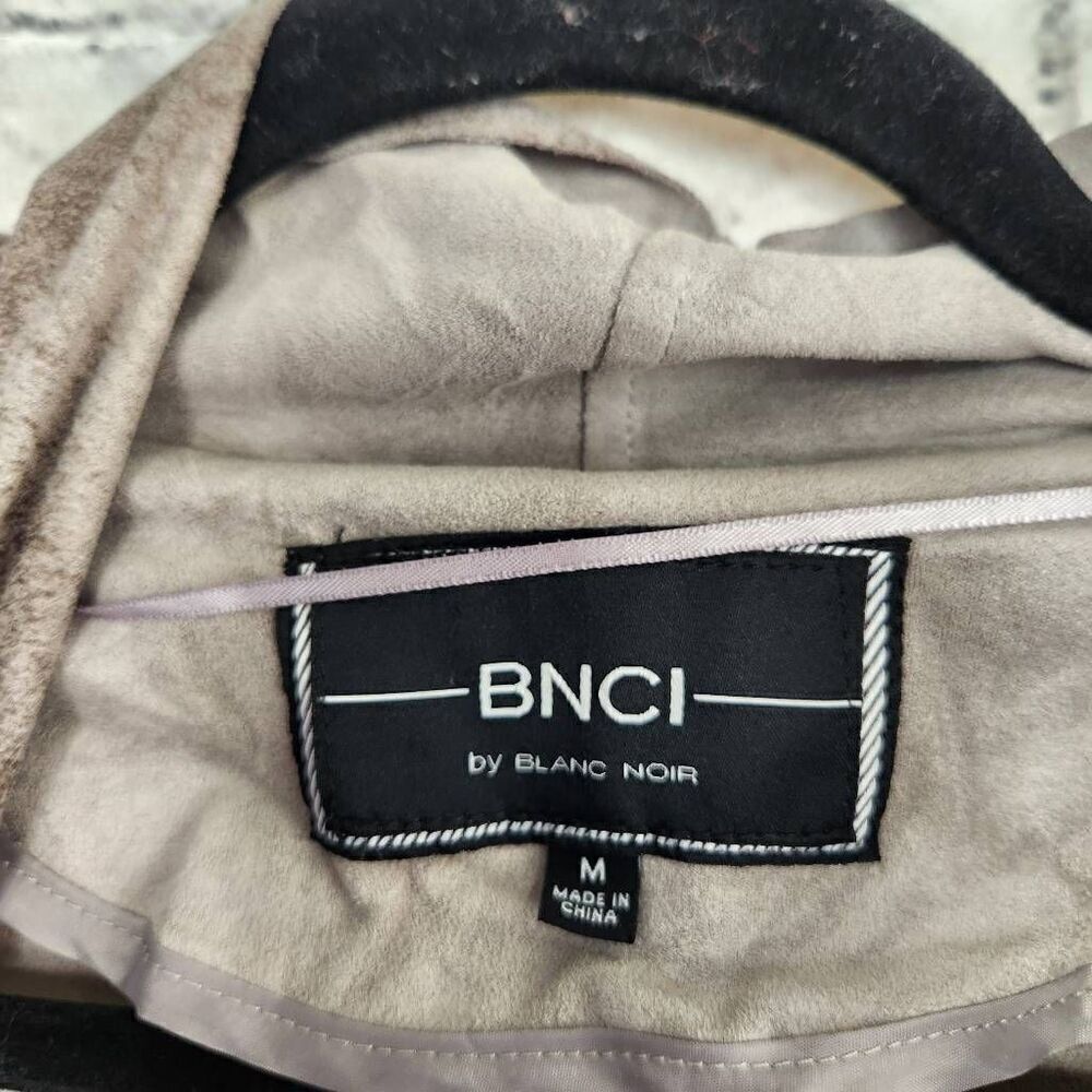 BNCI by Blanc Noir Womens Gray Asymmetrical Zipper Suede Moto Jacket Size Medium - Picture 11 of 13